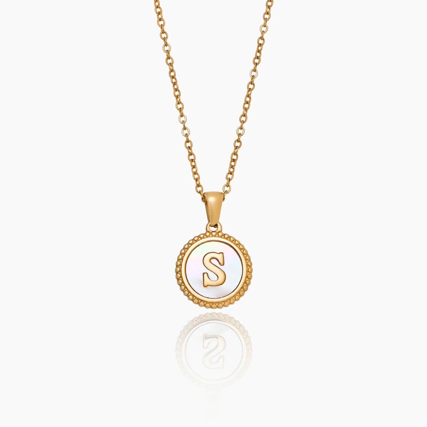 Mother Of Pearl Initial Pendant Necklace
